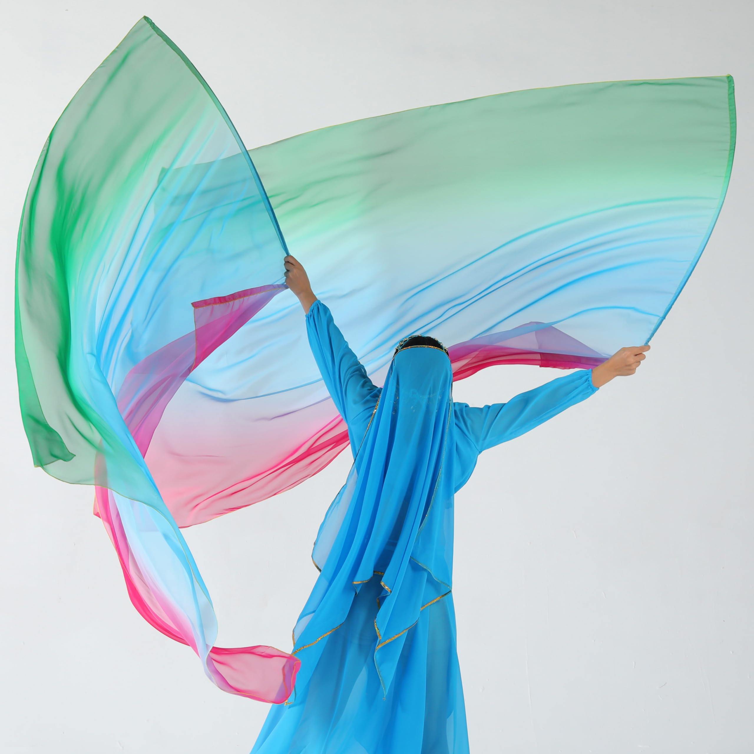 Lot De 2 Drapeaux De Culte En Demi-cercle Avec Tiges Flexibles - Polyester, Couleurs Métallisées - Pour Danse, Louange, église