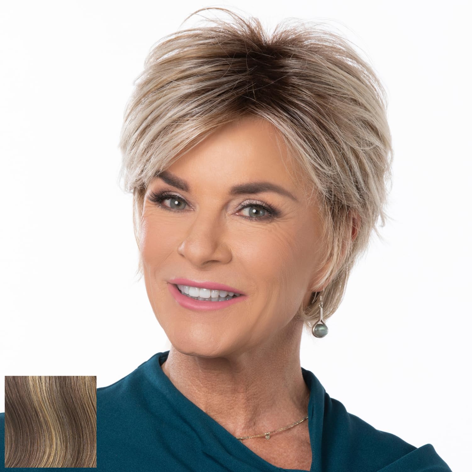 Toni Brattin Whimsical Wig - Textured Layering & Feathered Lengths with Soft Bangs - Heat-Friendly Fiber Looks & Feels Like Natural, Healthy Hair - Adjustable &