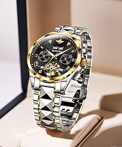 Amazon.com: OLEVS Automatic Mens Watch Gold and Black Self Winding