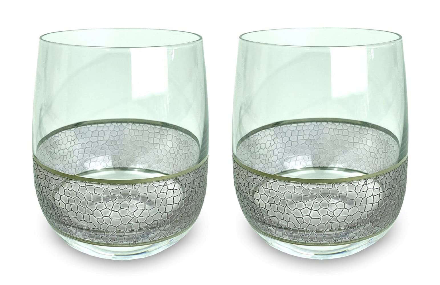 Michael Wainwright Panthera Platinum Double Old Fashioned Glasses, Set of 2
