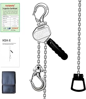 YATOINTO 1/2Ton 1100lb Mini Chain Hoist 10Ft Light Lever Chain Block Aluminum Alloy Chain Hoist Alloy Steel G80 Chain Mini-Puller Hoist with Safety Hook