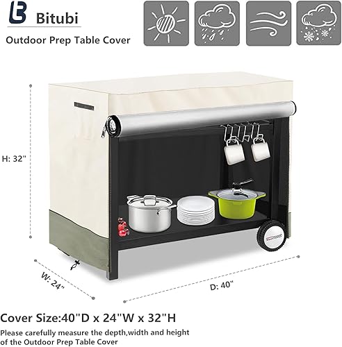 Miniatura 9 de Bitubi Funda de mesa de preparación al aire libre con cremallera dividida, resistente al agua, de acero inoxidable para preparación y mesa de