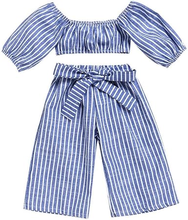 Fossen Verano 1-5 años Niñas Camiseta sin Tirantes a Rayas y Largo  Pantalones Anchos de Rayas 2 Piezas/Conjunto Ropa: Amazon.es: Ropa