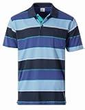Mens Slim Fit Wide Striped Polo Shirt with Pocket - Contrasting Collar Short Sleeve Yarn Dye