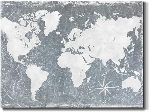 Miniatura 72 de Renditions Gallery Arte de pared con mapa del mundo, lienzo de alta calidad con envoltura de galería, listo para colgar, 24 pulgadas de alto x 36