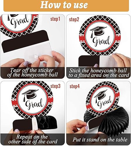 Miniatura 29 de Tevxj 10 decoraciones de fiesta de graduación de clase 2025 – centros de mesa de panal de felicitaciones graduados – oro rosa