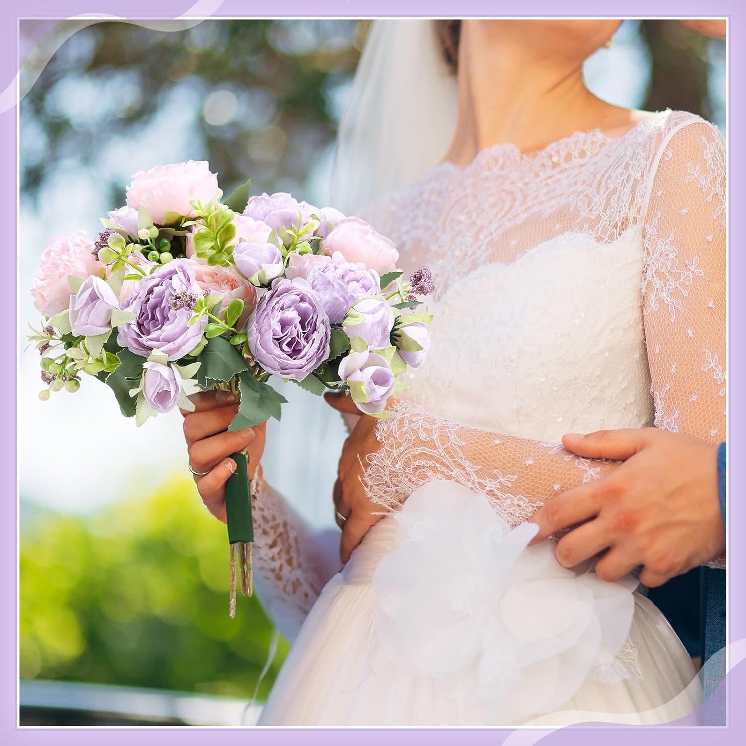 Crowye 4 Bundles Peonies Artificial Flowers Faux Peonies Wedding Artificial Flower Bouquet for Table Centerpiece for Home Wedding Decor Bridal Floral Arrangement(Pink Purple) - Image 4