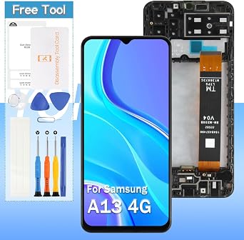 Yondista لهاتف Samsung Galaxy A13 4G LCD Touch SM-A135F، SM-A135M، SM-A135U استبدال الشاشة 6.6 شاشة LCD تعمل باللمس مجموعة زجاجية رقمية - أسود مع إطار - أدوات