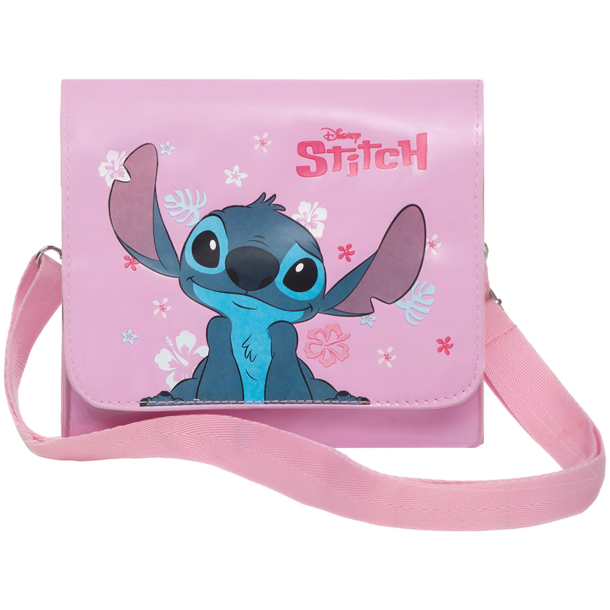 Disney Stitch & Angel Sac à main à bandoulière rose pour filles – Film officiel Lilo & Stitch | Joli sac à bandoulière pour enfants et adolescents | Cadeaux pour filles | Longue bandoulière réglable