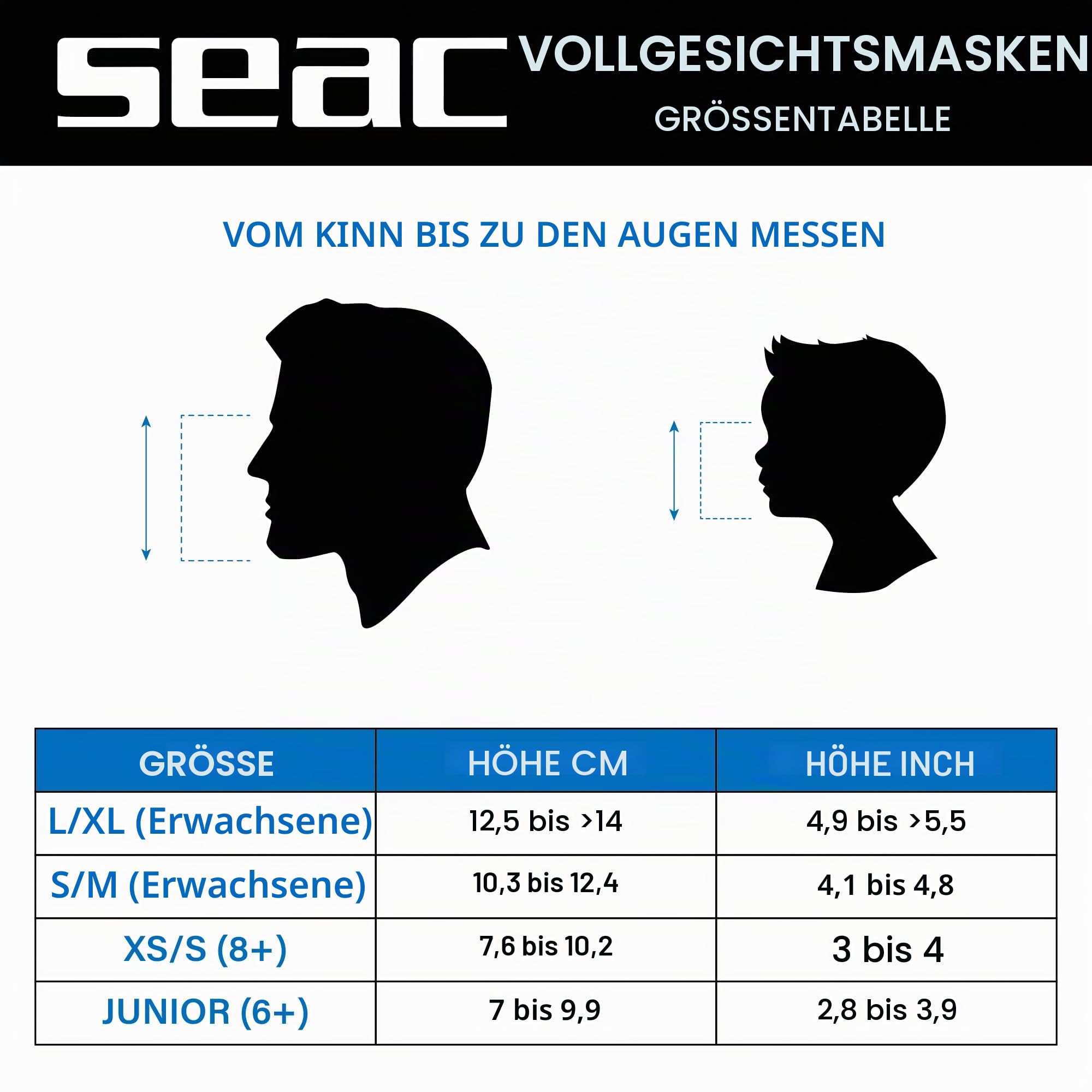 Seac Magica, Schnorchelmaske Vollgesichtsmaske Anti-Beschlag System mit einem weichen Maskenkörper, Dry Top Schnorchel mit Auslassventil