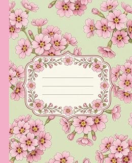 Botanical Illustration Delicate Pastel Pink Primrose Blossoms Composition Notebook College Ruled 130-Page: 7.5 x 9.25 Inch Academic Stationery Journal for Structured Study Notes and Research Records