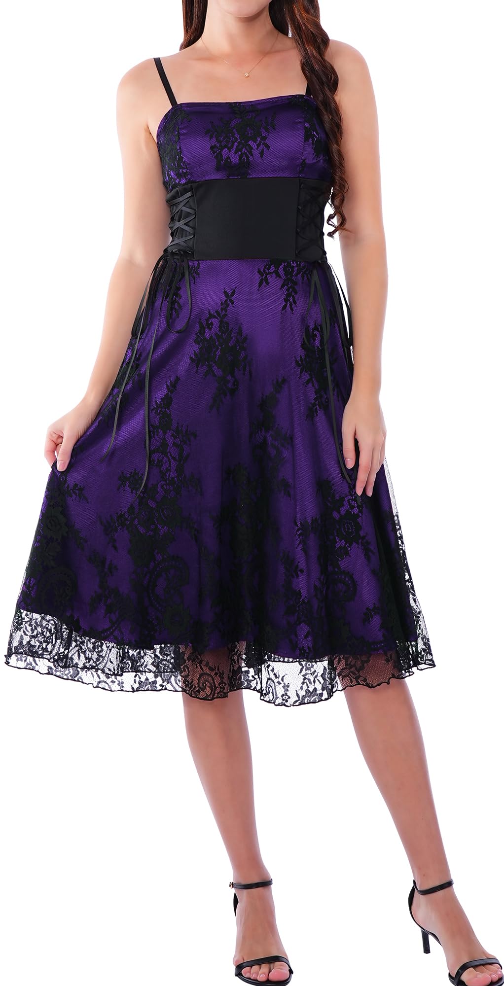 Robe sexy en dentelle à bretelles pour femme - Costume gothique