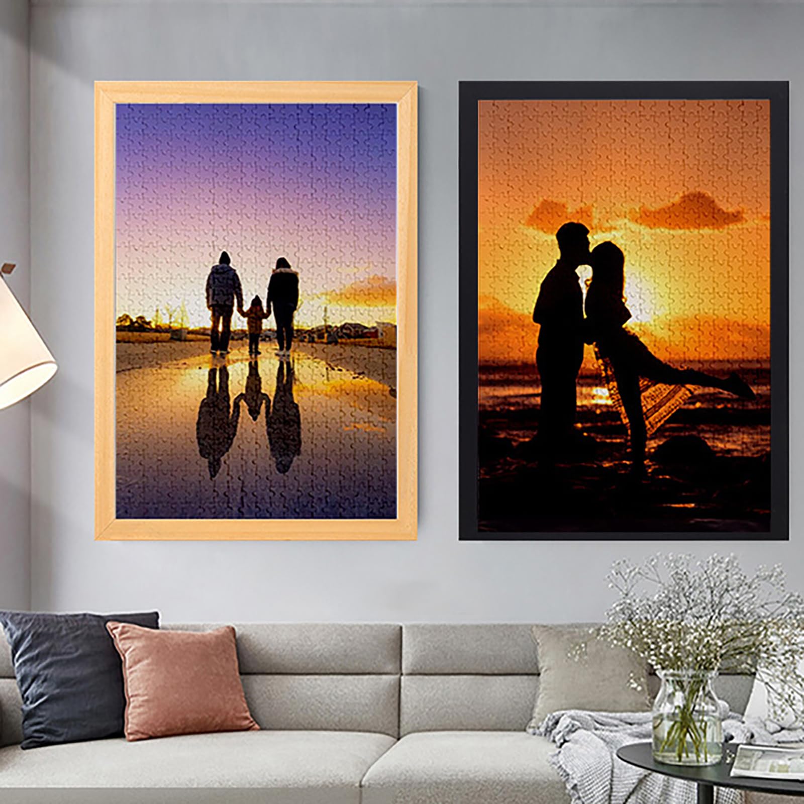 Rompecabezas de fotos personalizado de 1000 piezas de madera de tilo de 2 mm con marco de madera maciza con letras en la parte trasera para boda familiar, regalos únicos para papá, mamá, amigos y