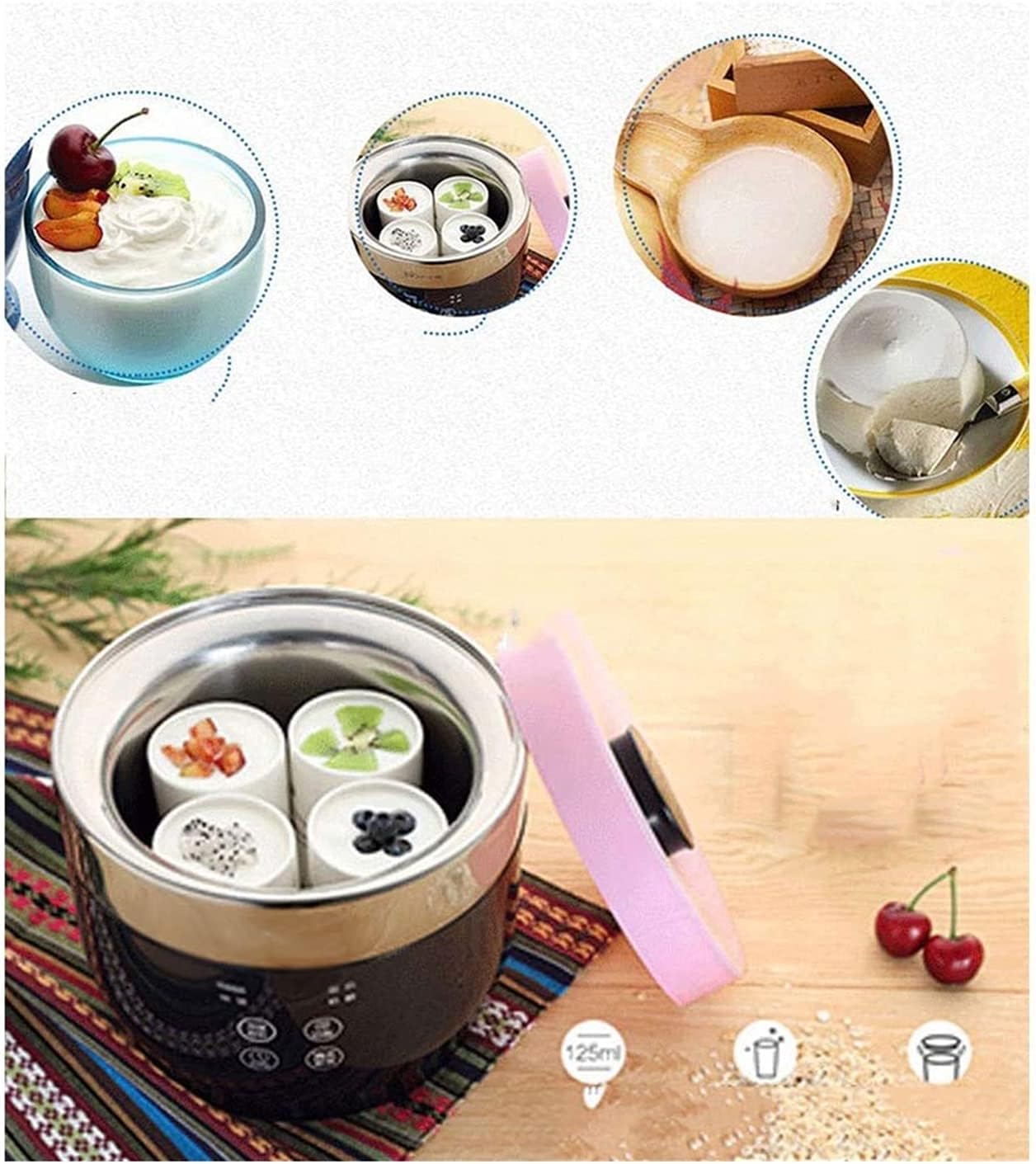 Yogurt Countertop Homemade Ice Cream Machine 1L Frozen Yogurt Machine for Kids Home