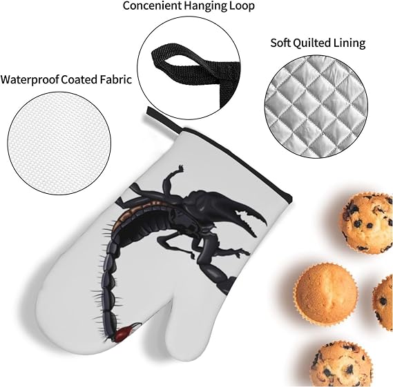 Scorpion Oven Gloves Heat Resistant Non Slip Oven Mitts For Grilling/Cooking/Baking/Barbecue, Christmas Oven Gloves