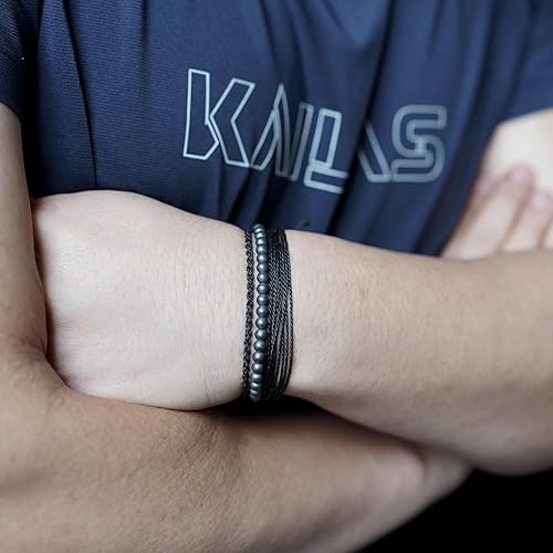 Miniatura 451 de Handmade Natural Stone Beaded Healing Bracelet Gift for Men Adjustable Rope String Bracelet