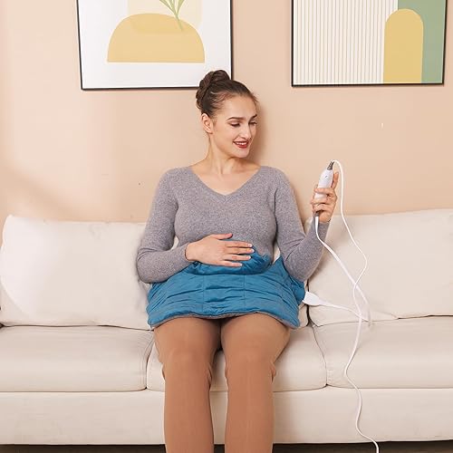 Miniatura 6 de Ruqiji Almohadilla térmica de cuello y hombro con peso de 19 x 24 pulgadas, 2.5 libras con 12 ajustes de temperatura y temporizador de cuenta