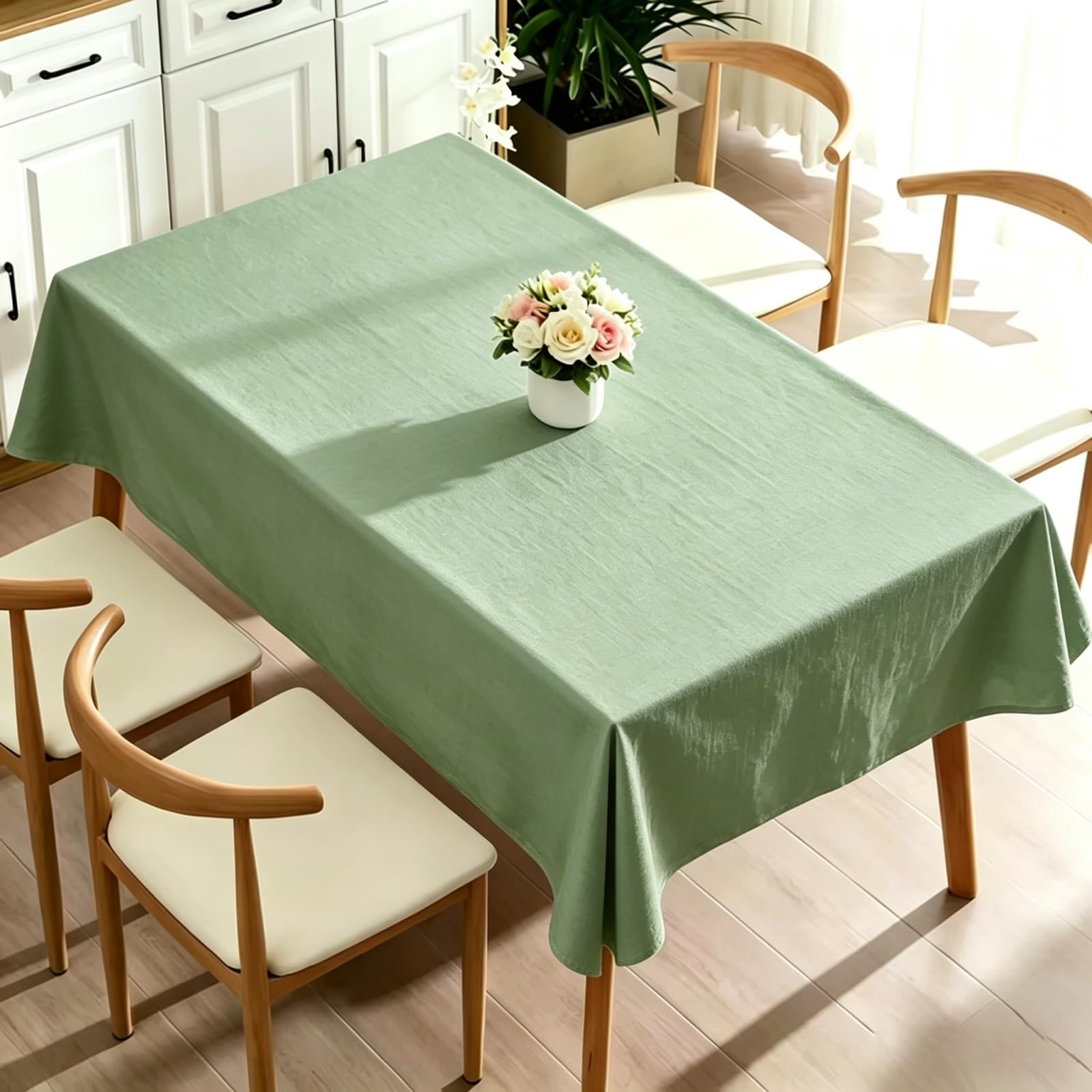 Mantel Mesa Rectangular 105 x 150 cm Protector Mesa Repelente Al Agua Antimanchas Mantel Color y Tamaño a Elegir para Fiesta, Boda, Catering, Verde Claro