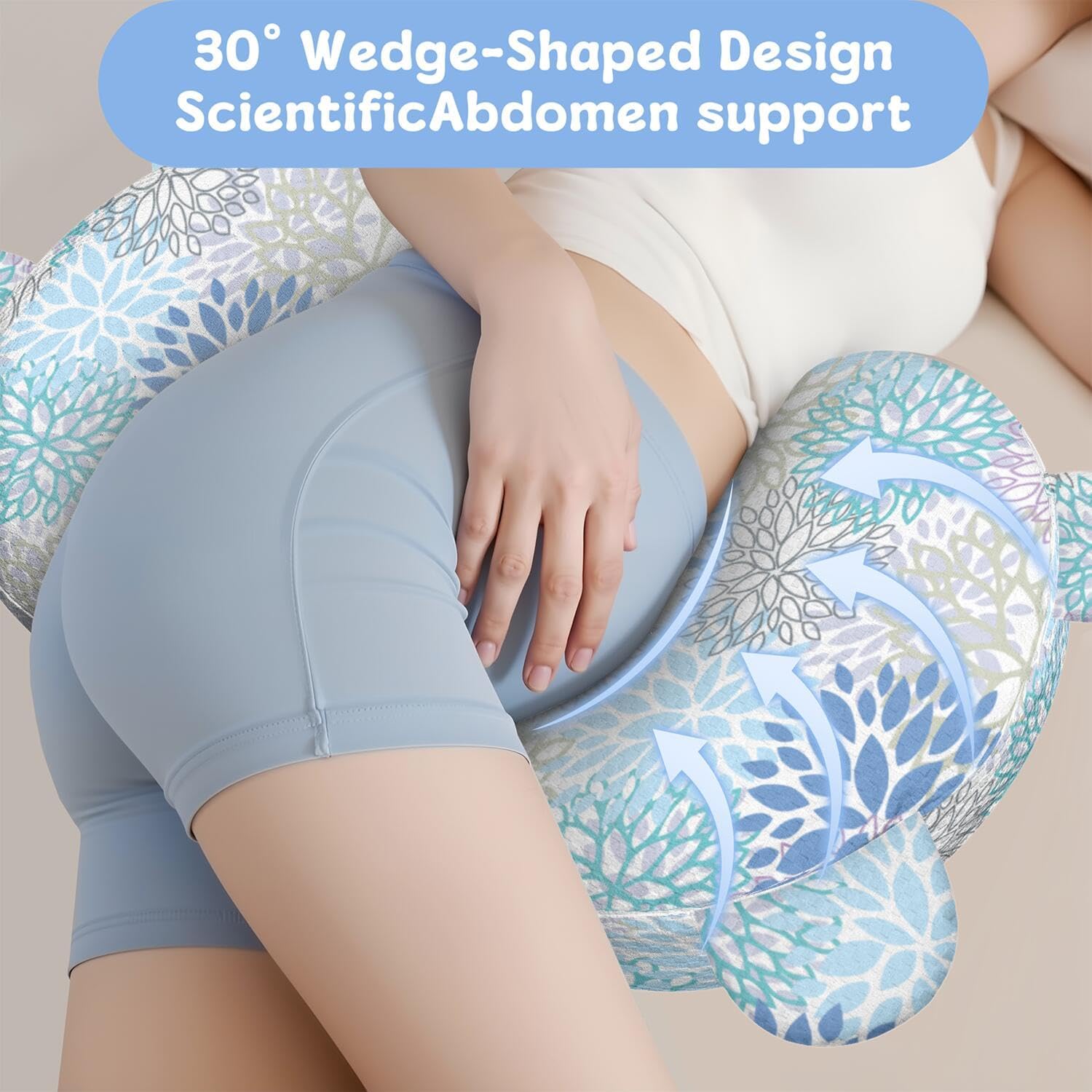 Pregnancy Pillow for Sleeping,Maternity Pillow with Cooling,Maternity Support for Back and Hip Relief,Soft and Comfortable Wedge Pregnancy Pillows Side Sleeping Support for Belly with Removable Cover