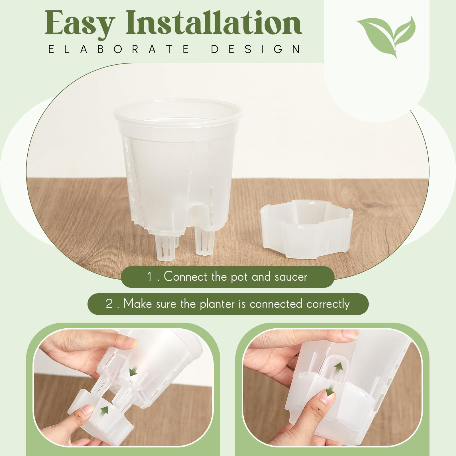 Wonderjune Lot de 9 Pots à Auto-Irrigation pour Plantes d'intérieur avec réservoir Profond et Trous de Drainage élevés pour Plantes et Fleurs d'extérieur (Transparent, 12 cm)