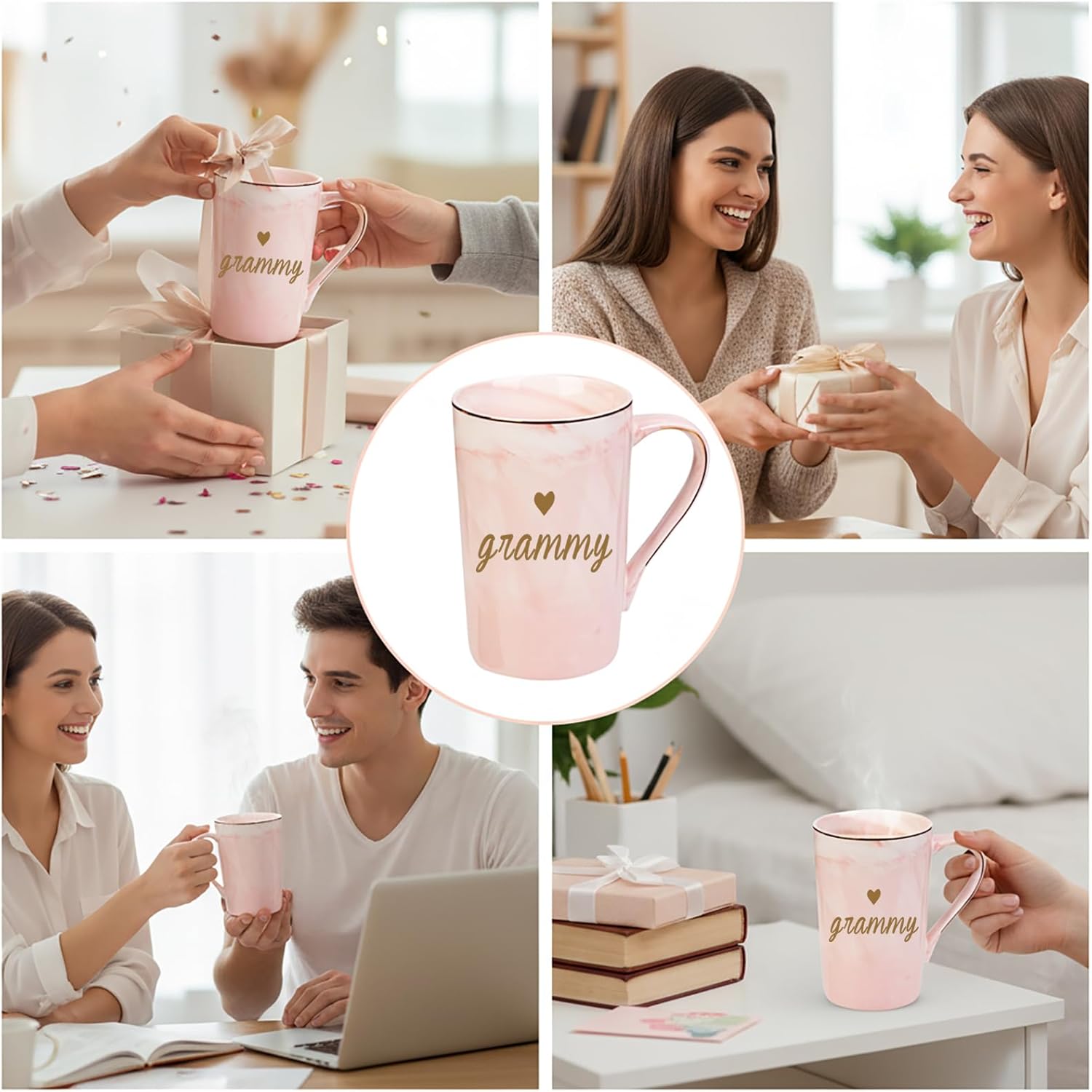 Christmas Gifts for Grammy, Grammy Coffee Mug, Birthday Mother's Day Christmas Gifts for Grandmother from Granddaughter Grandkis Grandson, 14 OZ Pink Mug with Gift Box - Image 5