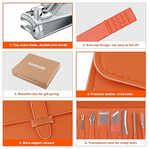 Miniatura 6 de Juego de manicura y pedicura, kit profesional de 16 piezas de acero inoxidable, herramientas de cuidado de uñas con hebilla de lujo, estuche de