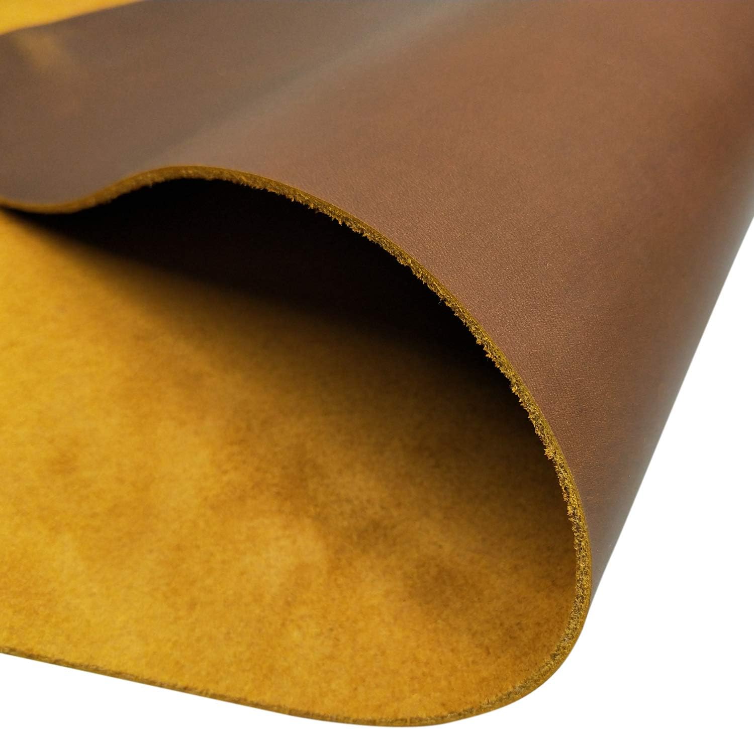 Brown and Black 2.0mm Thick Cowhide Leather Pre-Cut Square Tooling Leathercraft for DIY Work, Crazy-Horse Leather Full Grain Cow Skin (Brown, 12" X 48")