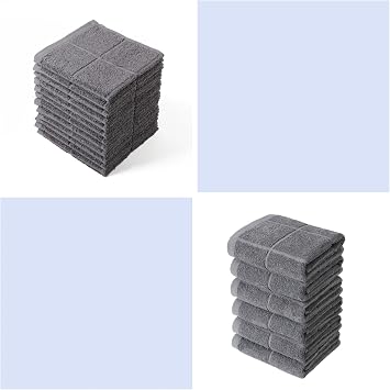 Glynniss Kitchen Grey Kitchen Towels Pack of 6 and Dish Cloths Pack of 12 for Washing Dishes