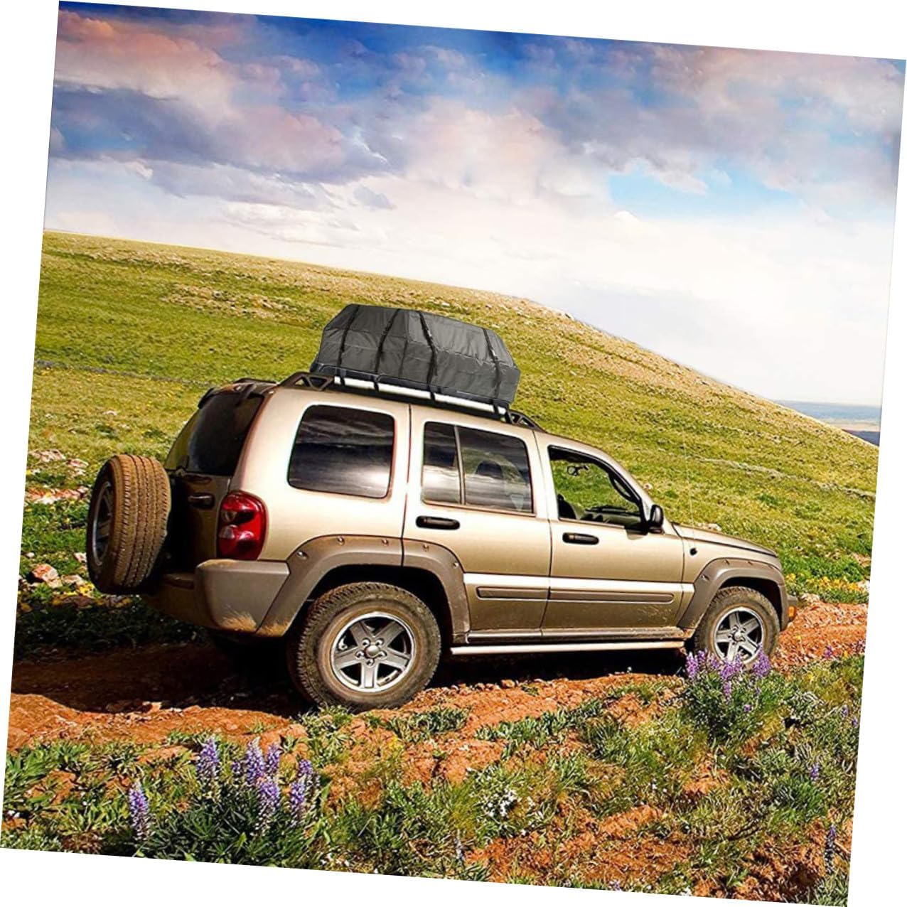 600d Oxford Fabric Waterproof Car Rooftop Cargo Bag with Dustproof Sunproof Protection, Large Capacity Soft Shell Carrier for Vehicle Travel Storage