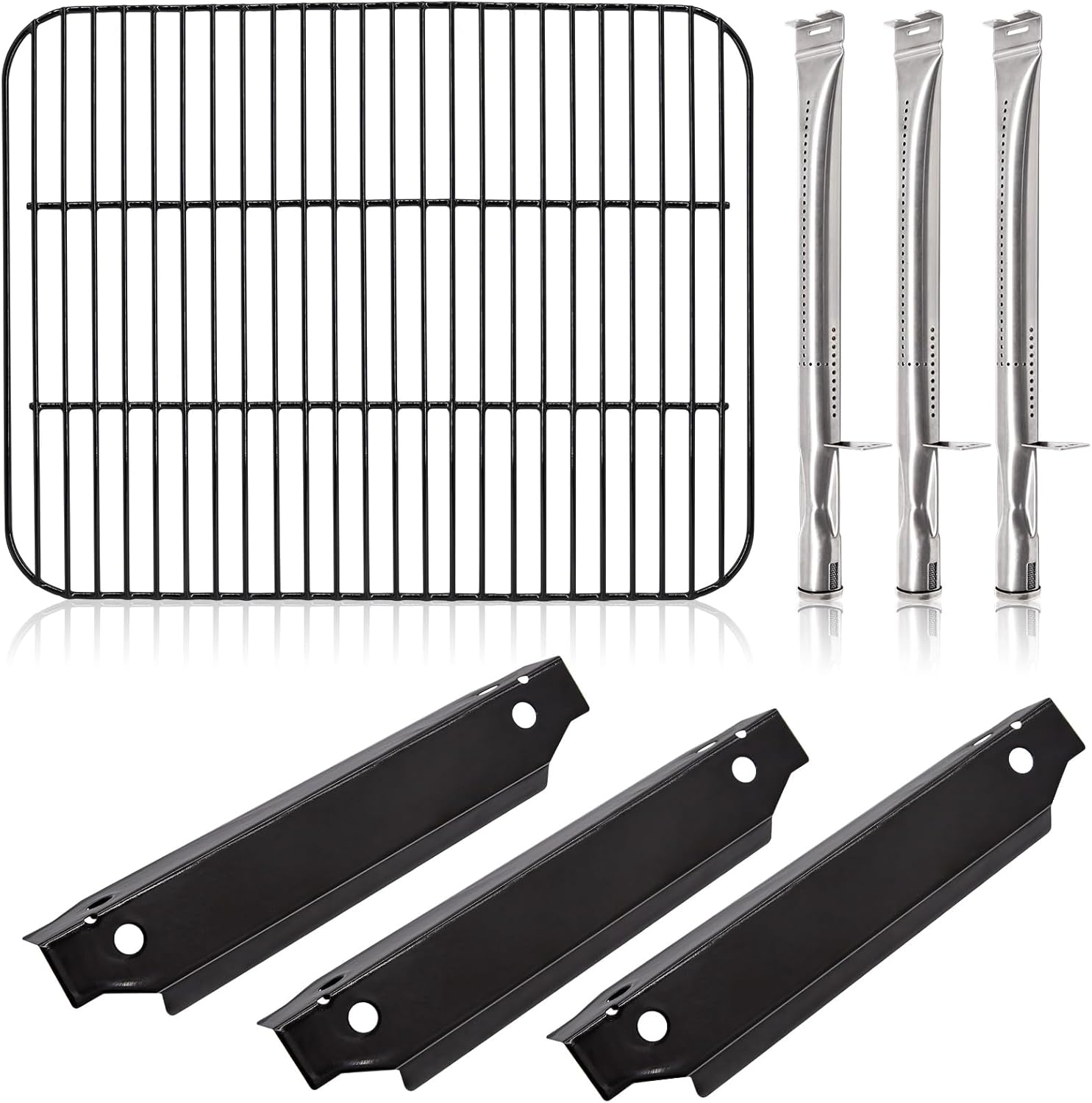 Adviace Grill Replacement Parts for Dyna Glo DGC310CNP-D, DGC310BNP-D, DGC310RNP-D, Grill Cooking Grates, Heat Plates Tents Shields and Burner Tubes for Dyna-Glo 3-Burner Open Cart Propane Gas Grills.