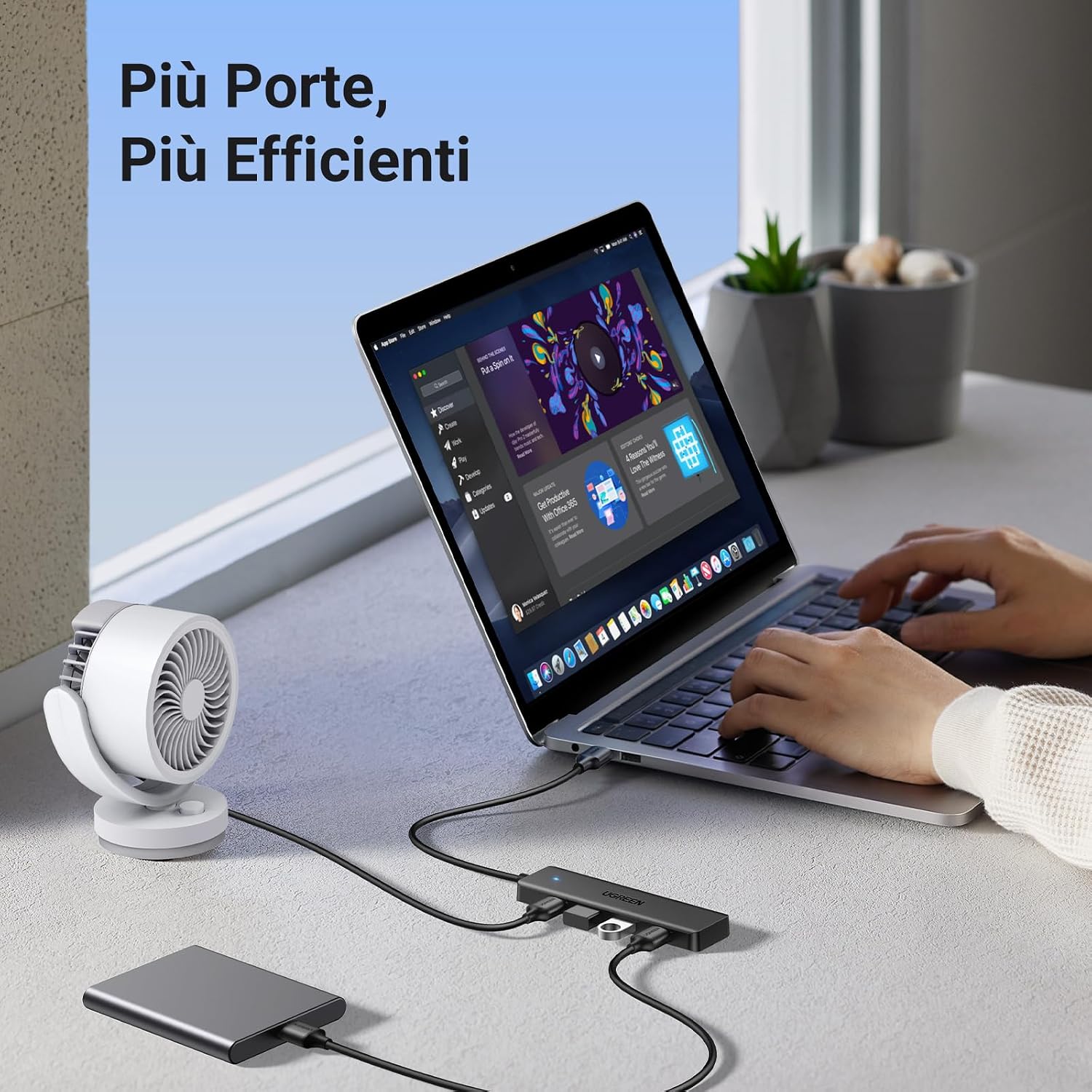 Hub USB 3.0 con 4 Porte Sdoppiatore Adattatore Multiporta Alta velocit+á 5Gbps Compatibile con MacBook PRO Air iMac Surface XPS PC Laptop Disco Rigido Tastiera PS5 (15cm) - Hub USB - Immagine 6
