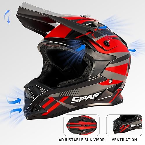 Miniatura 4 de SPARK - Casco de motocross para adultos, casco para bicicleta todoterreno, motocicleta de cara completa, bicicleta de montaña, E-Bike, BMX, MX, ATV,