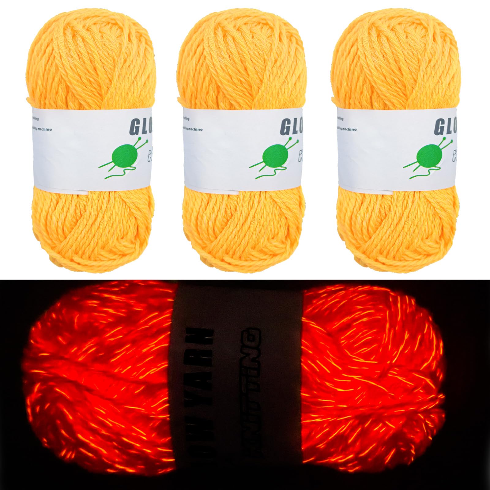Hilo de manualidades para Halloween y ganchillo luminoso para tejer animales y calabazas creativas