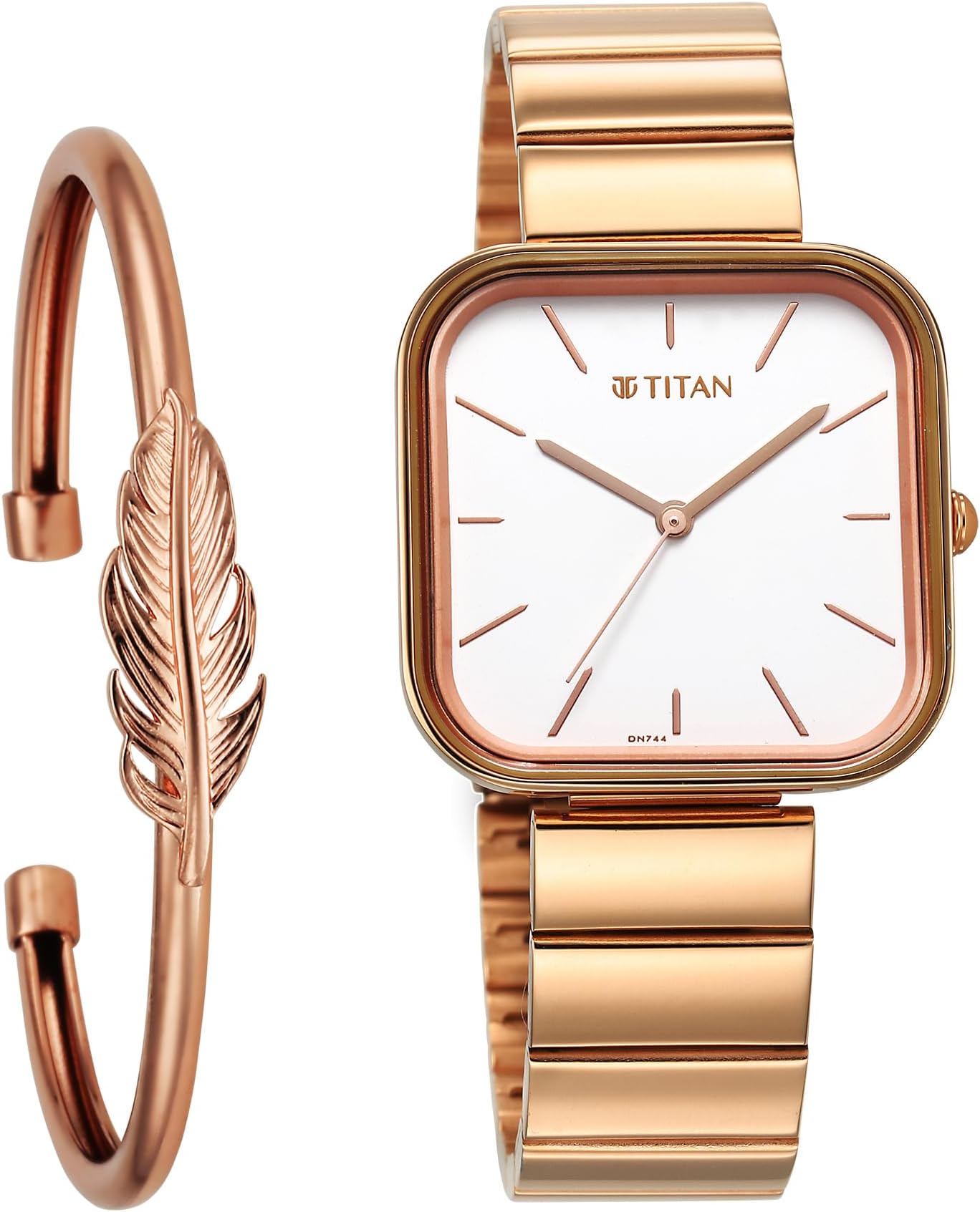 Titan Purple Stackables Quartz Analog White Dial Rose Gold Stainless Steel Strap Watch for Women - NT2715WM01F