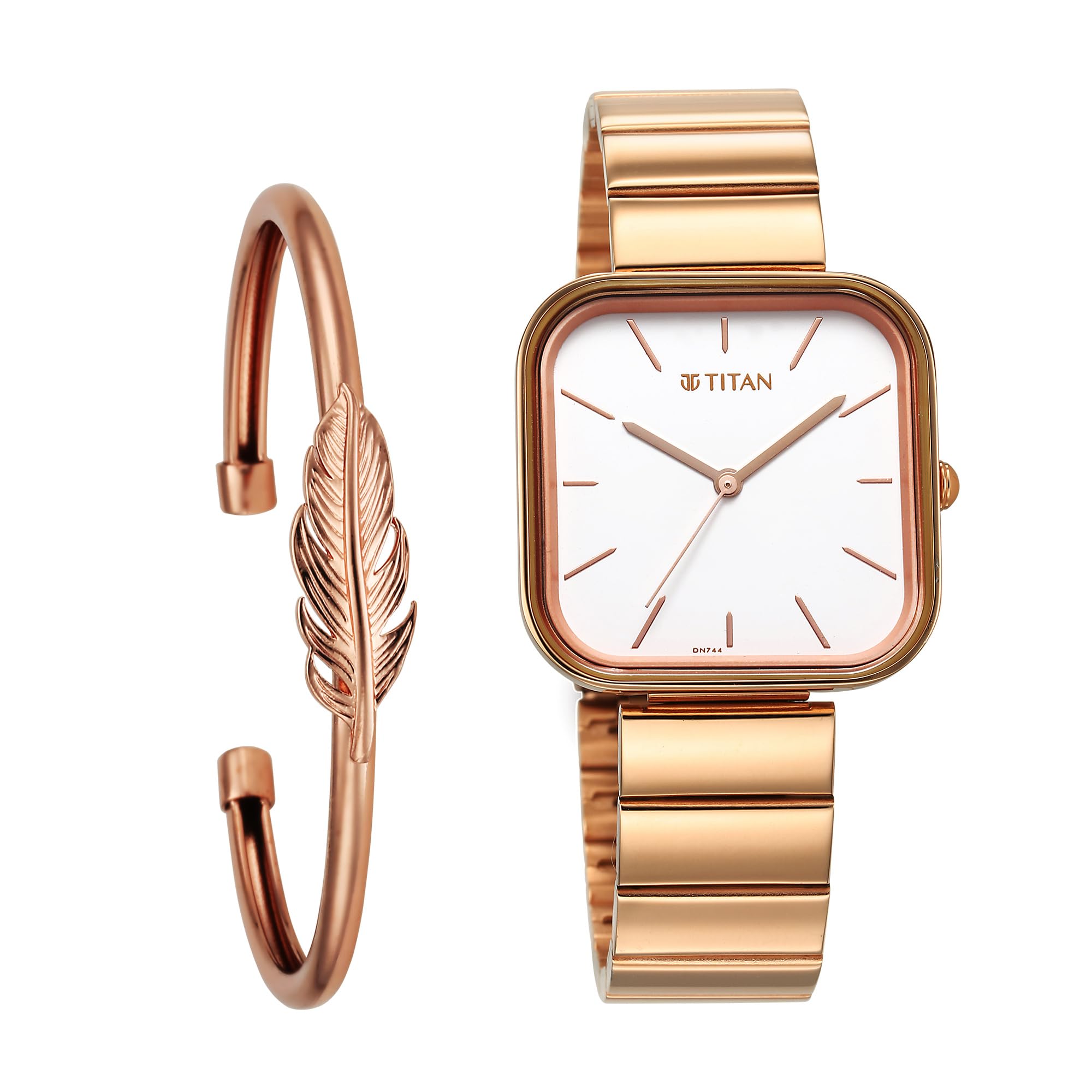 TitanTitan Purple Stackables Quartz Analog White Dial Rose Gold Stainless Steel Strap Watch for Women - NT2715WM01F