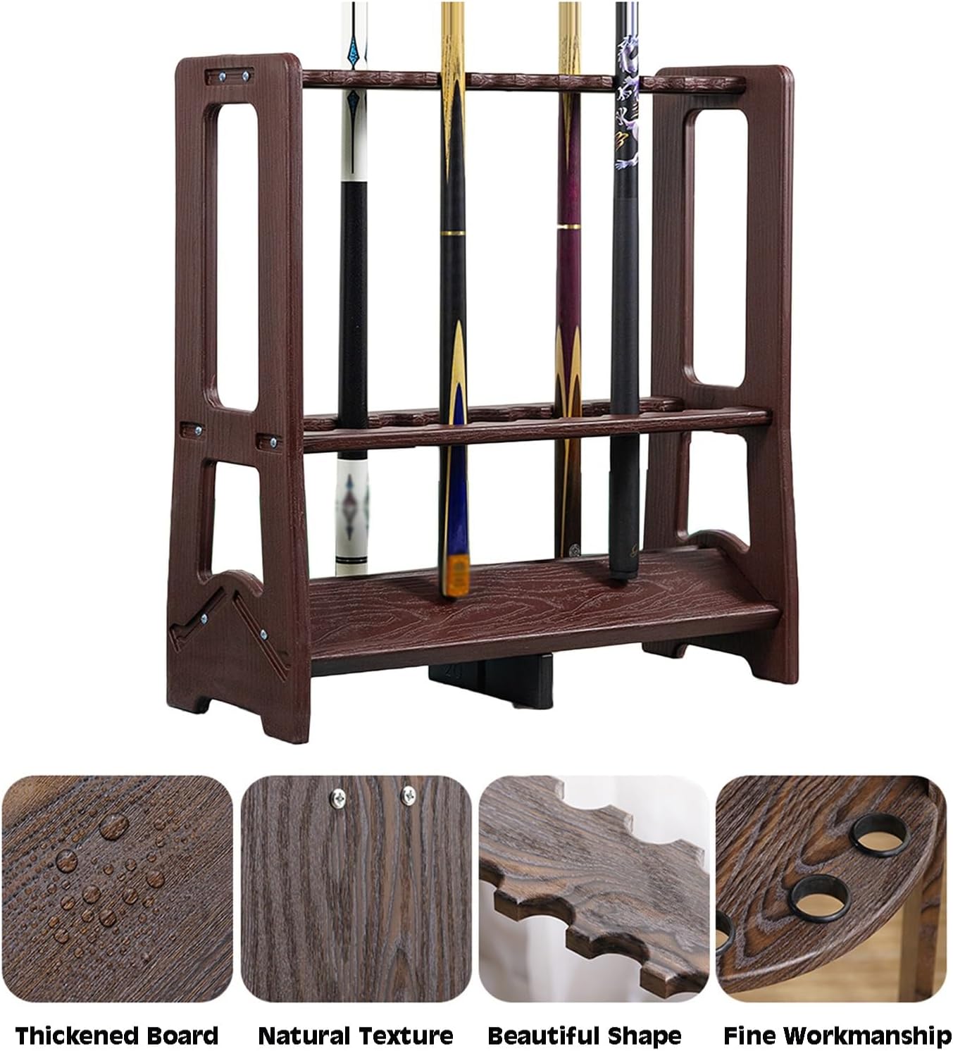 Billiards Pool Stick Holder, Cue Rack Floor Stand,Plastic Table Accessories Hold 20 Cues,30kg Load Capacity for Game Room Man Cave Bar