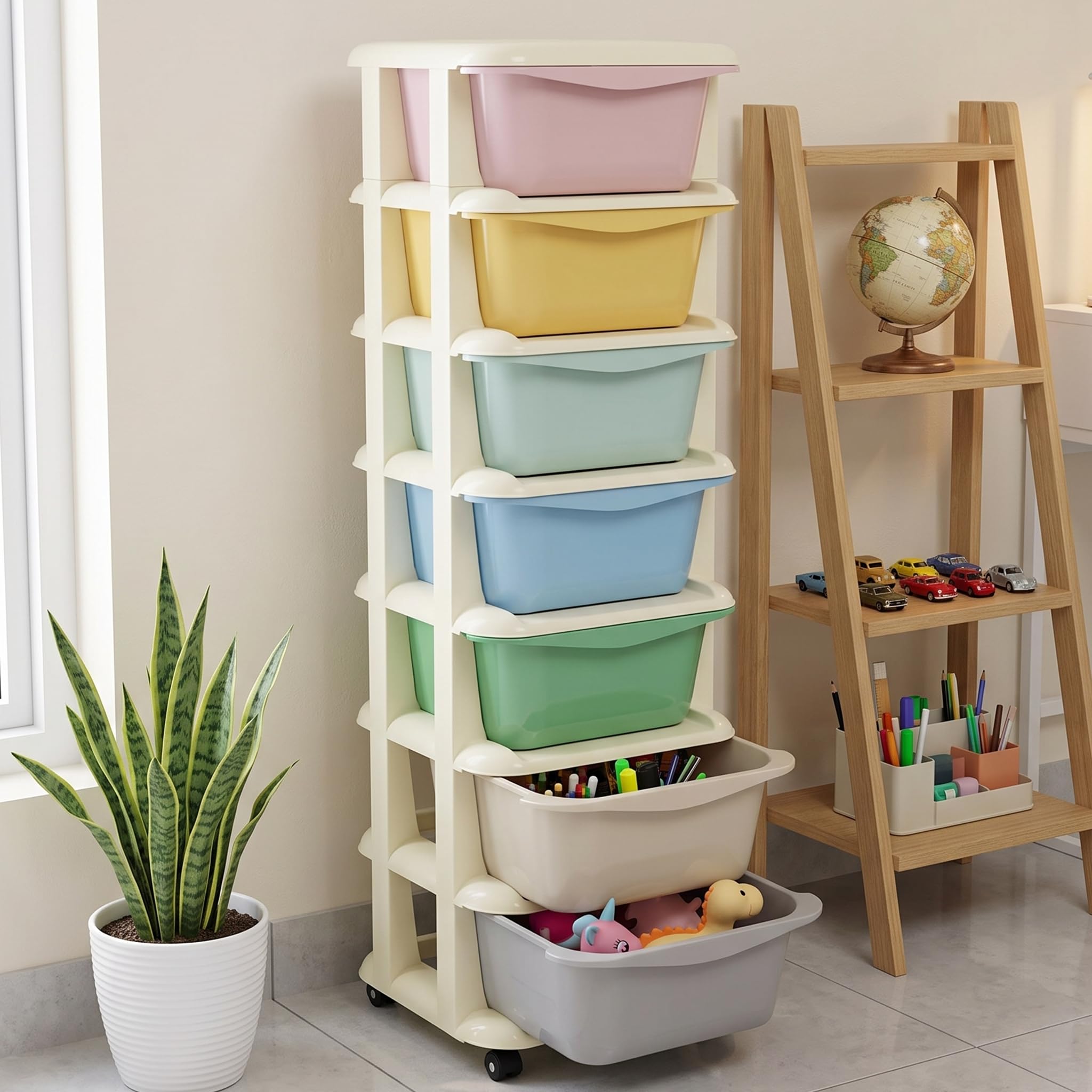 TEX-RO Modular Drawer Storage Organizer/Plastic Chest of Drawers for Kitchen Storage Cabinet/Multi-Layer Storage Drawer Cabinet & Drawers Organisers for Home Office Use (Multicolor, 7 Layers)-image-37