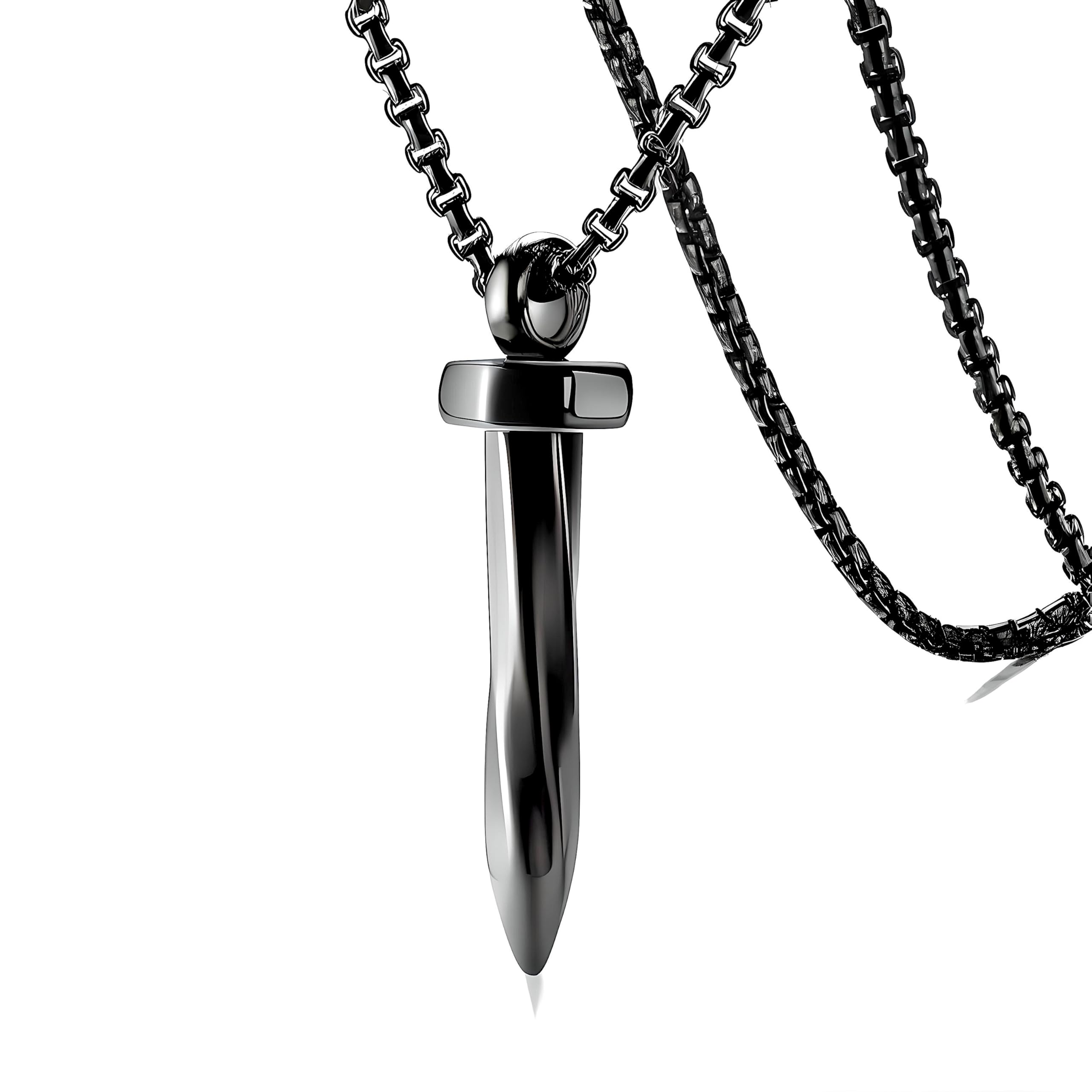 Pendant for Men - Pure Titanium Steel Pendant Collection with 24inch Round Box Chain for Men & Boys