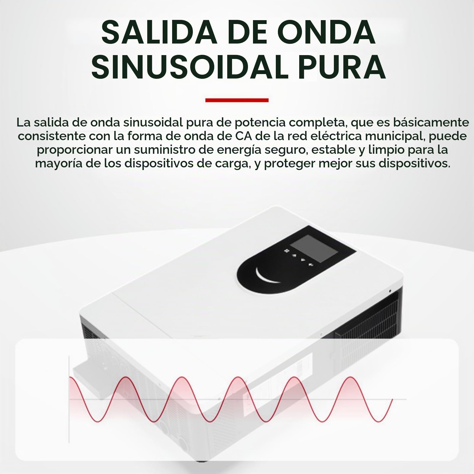 Inversor 48V 6200W onda sinusoidal pura, inversor solar híbrido con controlador de carga solar MPPT de 120A + cargador de CA, pantalla LCD, rango de voltaje MPPT de matriz fotovoltaica 60-450VDC