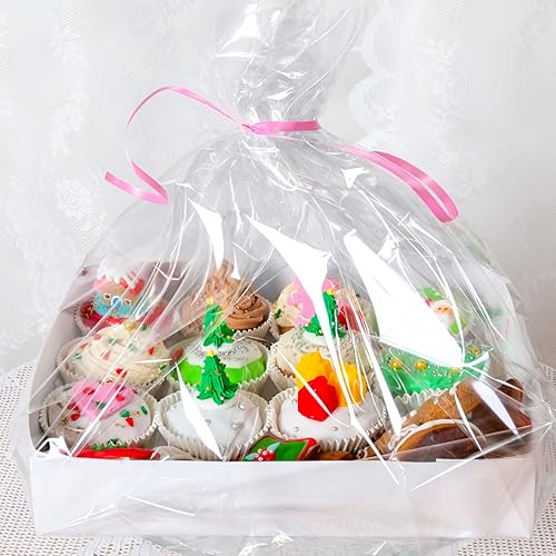 Miniatura 7 de Morepack Bolsas de celofán grandes para el día de San Valentín para cesta de regalo, 30 x 30 pulgadas, bolsas transparentes de 20 unidades