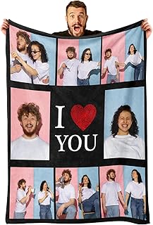 Personalized Blanket with Photos - Custom Love Blanket with Pictures for Couples - Personalized Gifts for Girlfriend, Boyfriend - Customized Gifts for Anniversary, Birthday, Christmas