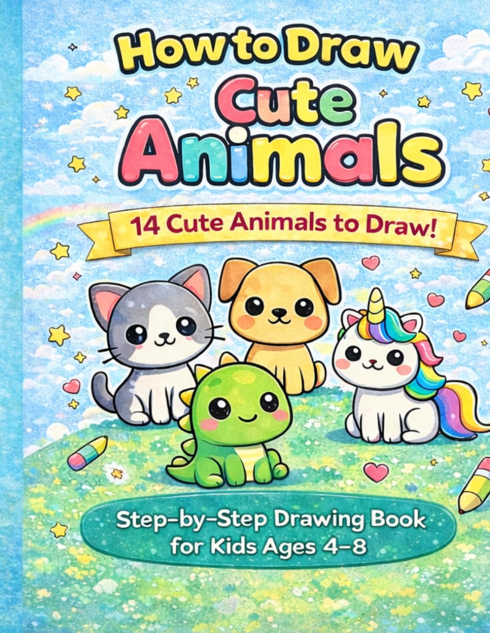 How to Draw Cute Kawaii Animals for Kids Ages 4–8: A Step-by-Step Drawing Guide and Coloring Book for Kids to Learn Cute Animals