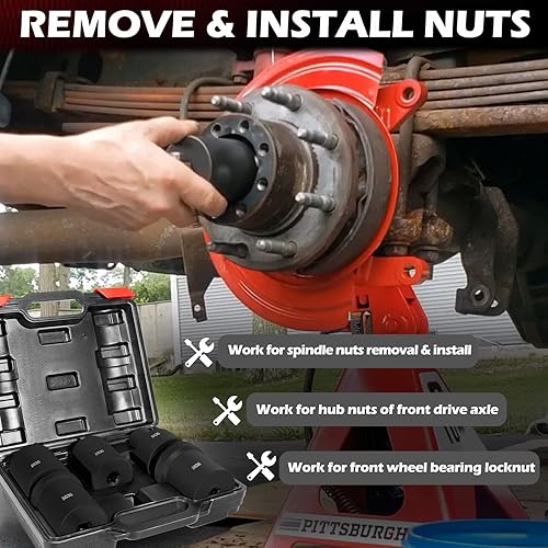 Miniatura 6 de Kit de herramientas de enchufe de tuerca de husillo, 5 piezas, juego de llaves de tuerca de eje, instalador de extractor de tuercas para Ford Dana