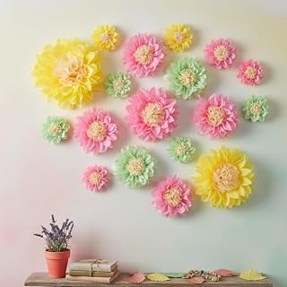 Giegxin 24 Pcs Colorful Daisy Tissue Paper Pom Poms Paper Flowers Multicolored Flowers Decorations Daisy Hanging Decor Flower Decorations for Party Birthday Bridal Baby Shower Wedding (Green)