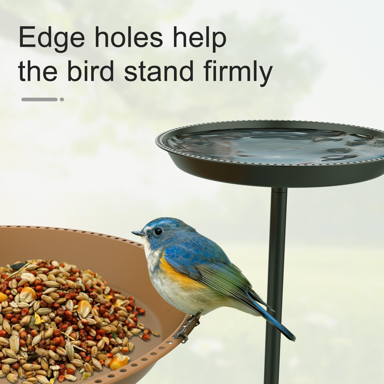 efuturetime Vogelbad, staand, groot, van metaal met gaten