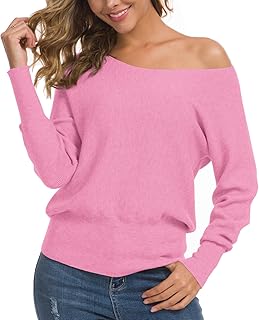 Women's Off Shoulder Sweater Long Sleeve Loose Pullover Knit Jumper