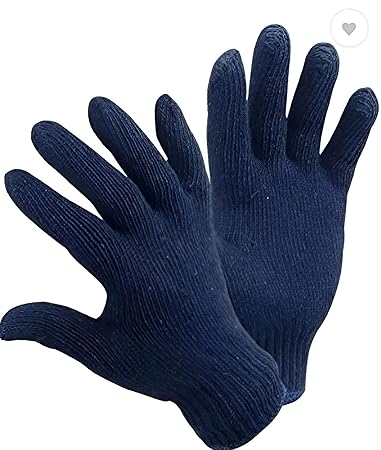 STYLERA Cotton Knitted Safety Protection Grip Work Gloves for Painter Machanic Industrial Warehouse Gardening Men Women Industry Protect Knitted Cotton Work Gloves (PACK OF 5 PAIR, BLUE KNITTED)