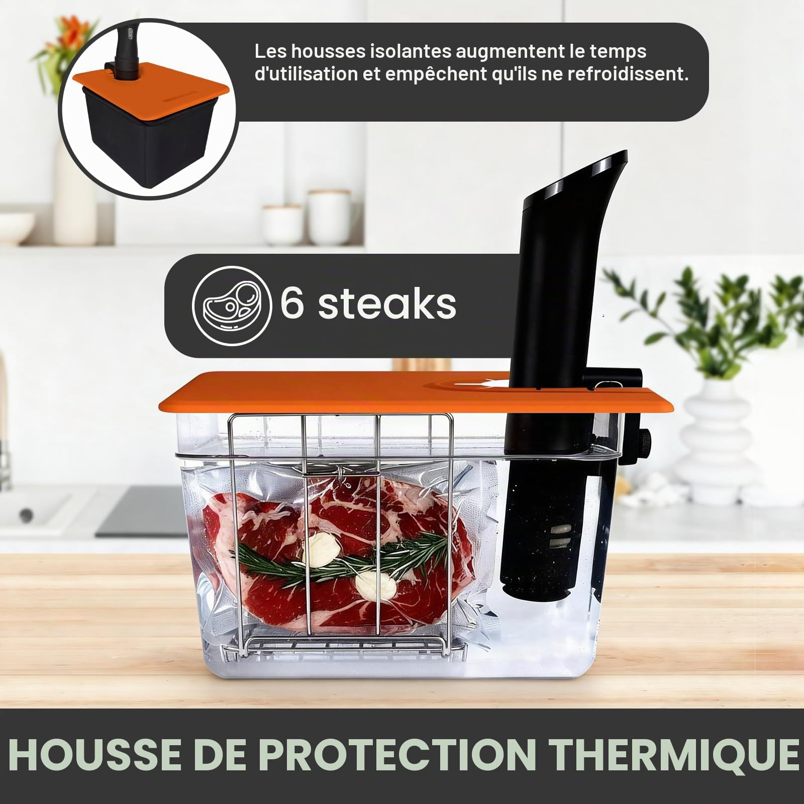 Conteneur Cuisson sous Vide Basse Température 12L, Recipient pour Thermoplongeur avec Manchon et Étagère en Silicone, Compatible avec Plupart des Appareils Sous Vide