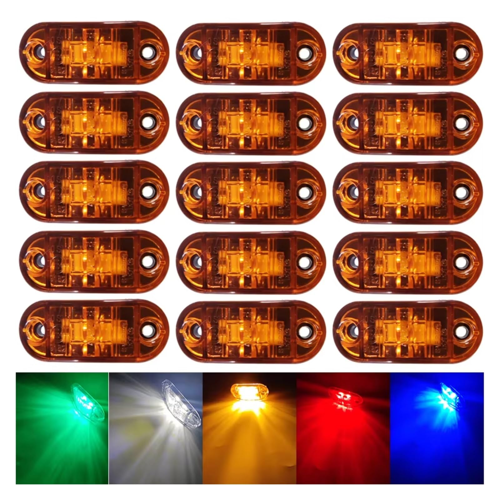 Gruppo Ottico Posteriore Per auto camion rimorchi moto barca 2 X 12 V-24 V 6 LED numero targa luce lampada fanale posteriore universale Fanale Posteriore(Bianco,20 Pieces)