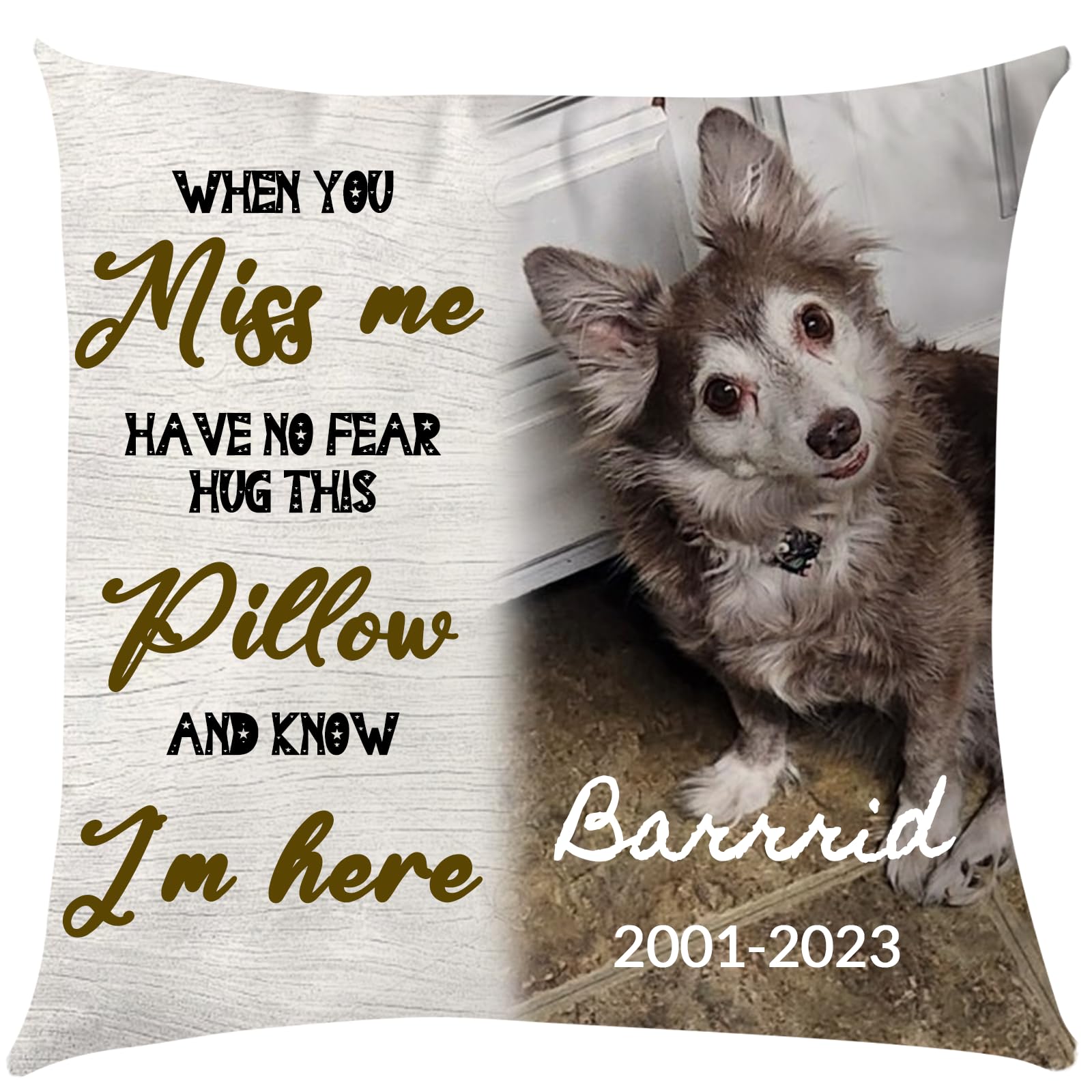 Dog Memorial Gifts for Loss of Dog Personalized Memorial Pillow -Includes Insert Pet Memorial Gifts for Dogs Loss of Dog Sympathy Gift 16''*16''